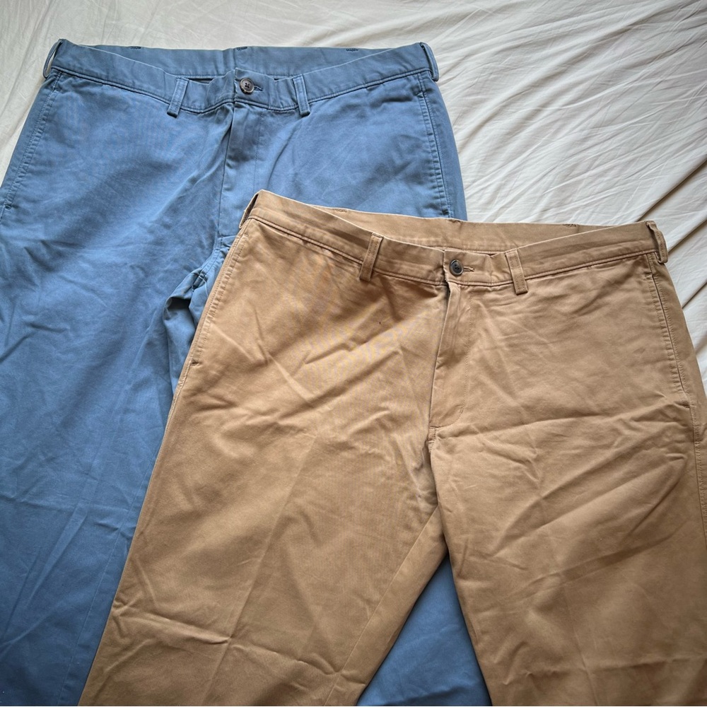 2 Pants Bundle - Haggar H26 Men’s Pants – Blue & Khaki (Size 38x30)